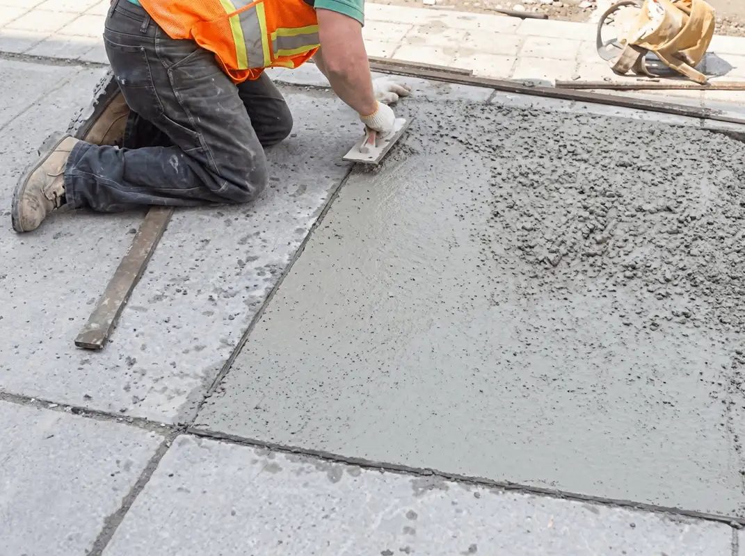 Professional repairing a concrete floor in San Francisco, CA