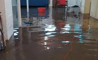 Basement with boiler, cabinets and washing machine completely flooded in San Francisco, CA