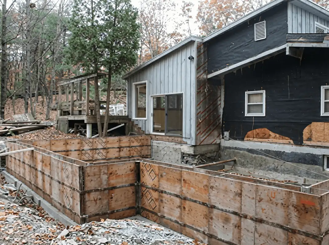 Prepared site with foundation forms for home remodeling and addition project in San Francisco, CA